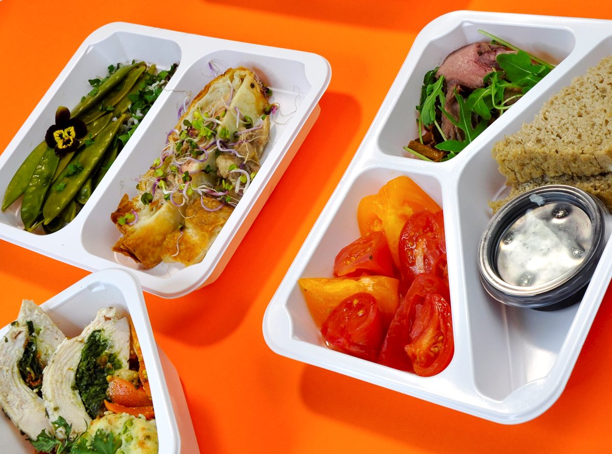 Several different meal boxes built from one rotating base
