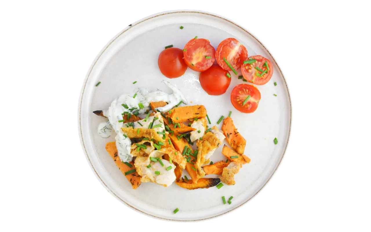A finished meal — chicken and vegetables