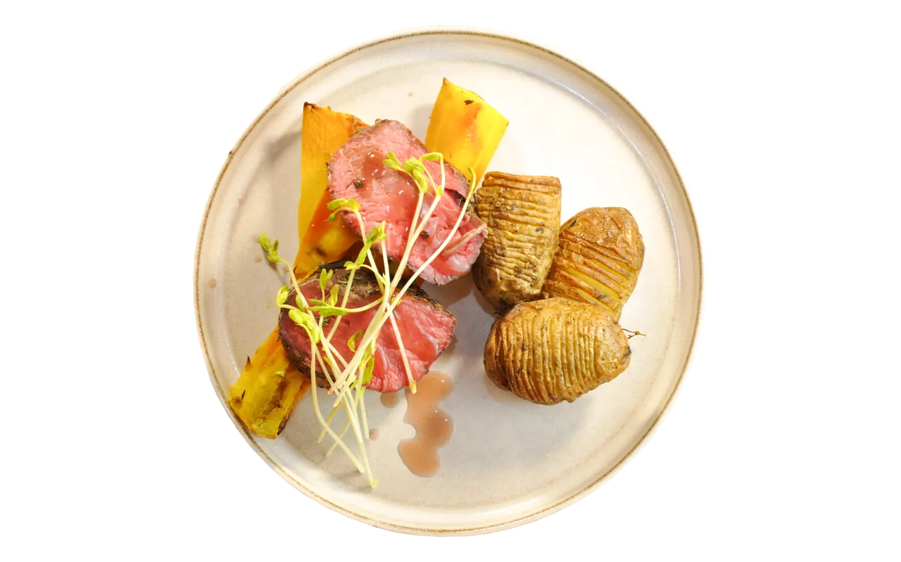 A finished meal — steak and potatoes