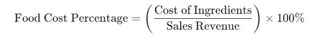 Food cost percentage formula.