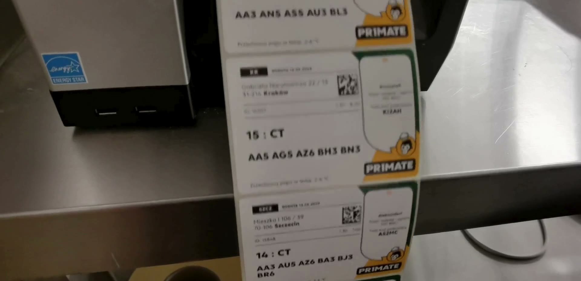 Inside the kitchen — order labels printing